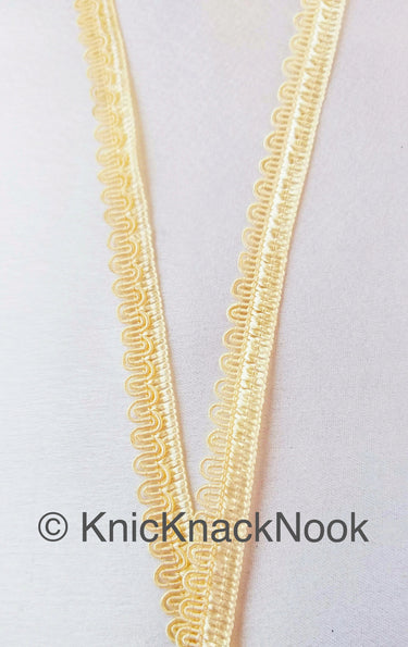 Beige Thread Woven Trim Embellished, Fringe Trim, Approx. 10 mm wide